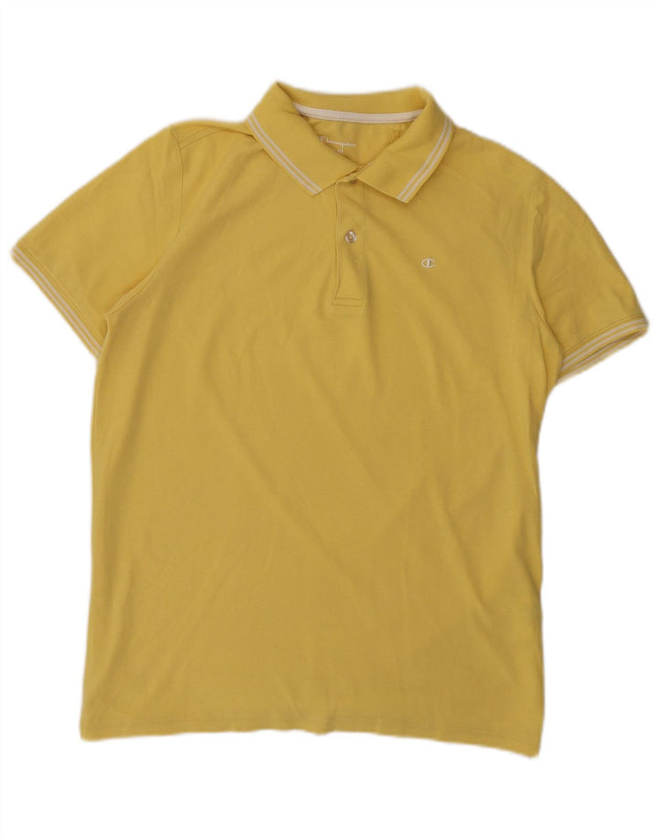 CHAMPION Mens Easy Fit Polo Shirt Medium Yellow Cotton