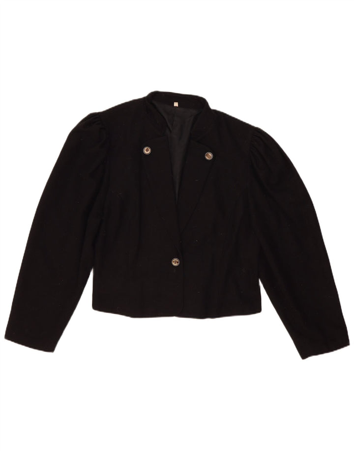 Vintage Womens 1 Button Blazer Jacket IT 44 Medium Black Wool
