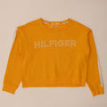 Tommy Hilfiger Donna Crop Felpa Maglione UK 14 Medio Giallo