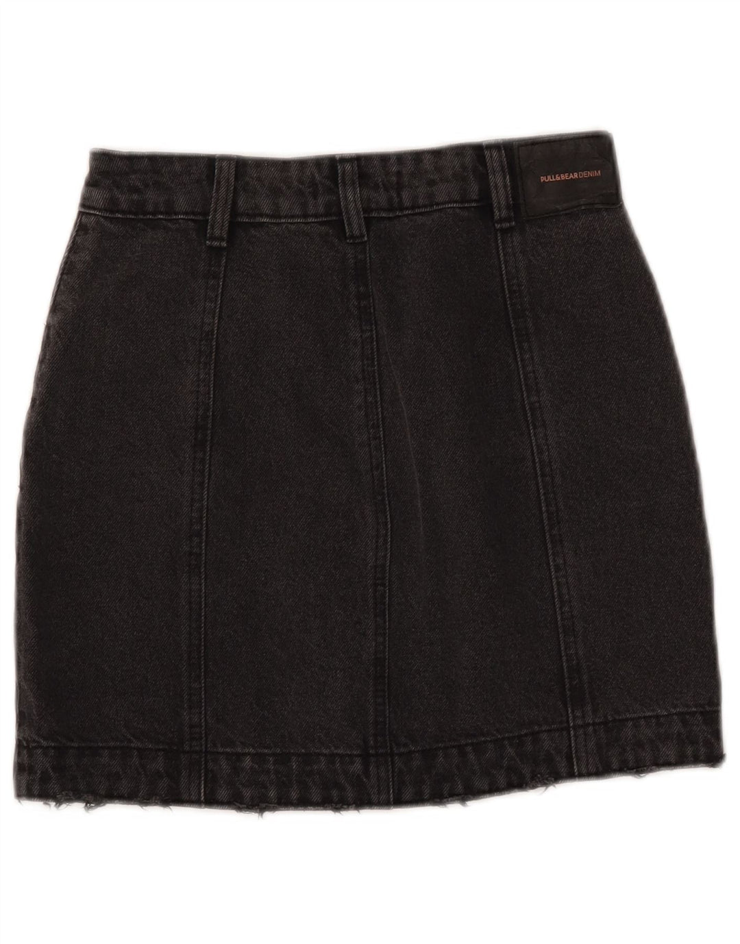 PULL & BEAR Dame nødlidende denim nederdel lille W26 sort bomuld
