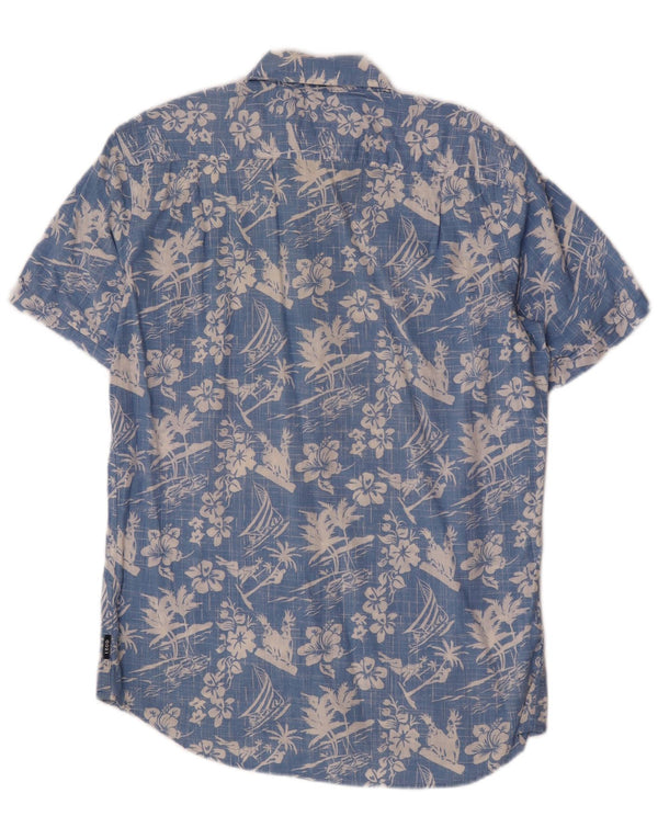 Izod Mens Salt Water Short Sleeve Shirt Small Blue Floral Cotton Hawaiian