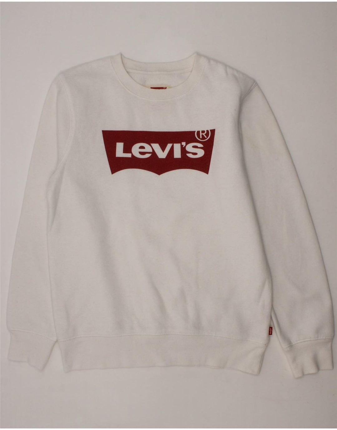 LEVI'S Boys Graphic Sweatshirt Jumper 13-14 Years White Cotton Vintage Levi's and Second-Hand Levi's from Messina Hembry 