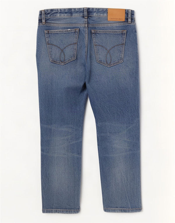 Calvin Klein Blugi tăiați, drepte, conici, L30 L25, bumbac albastru