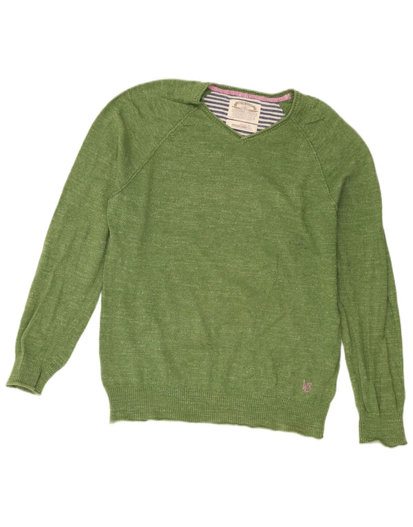 White Stuff Mens Regular Fit V-Neck Jumper Sweater Medium Green Cotton