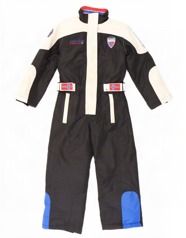Nebulus Jungen-Skioverall mit Grafik, 7–8 Jahre, schwarzes Farbblock-Polyester