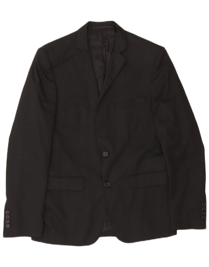 Zara Herren 2-Knopf-Blazerjacke EU 46 Small Schwarz Polyester