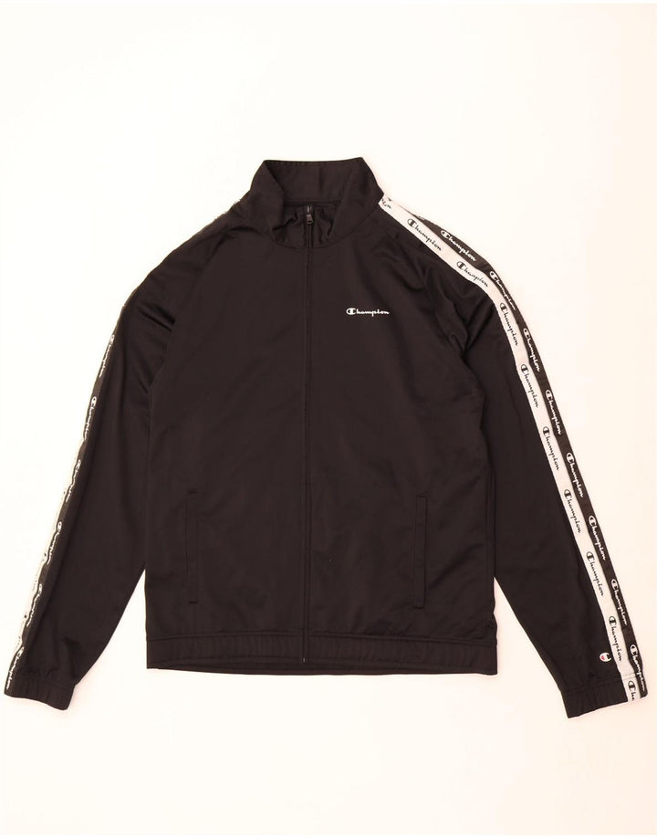 Champion Herren-Trainingsanzugoberteil mit Grafik, XL, schwarzes Farbblock-Polyester