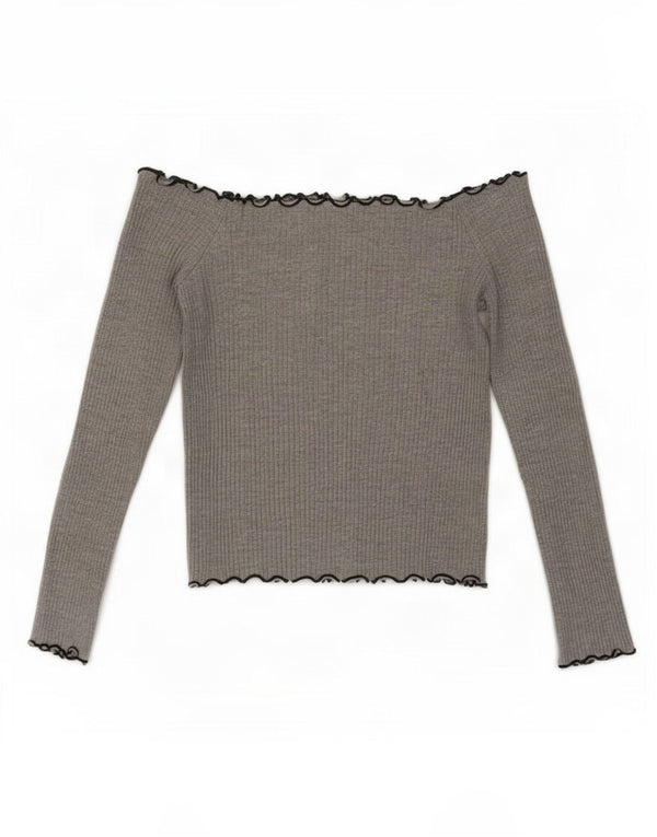 Top corto da donna Zara Trafaluc con spalle scoperte UK 8 piccolo grigio