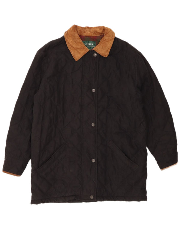 Ralph Lauren Pardessus matelassé surdimensionné pour femme US 4 petit color block noir