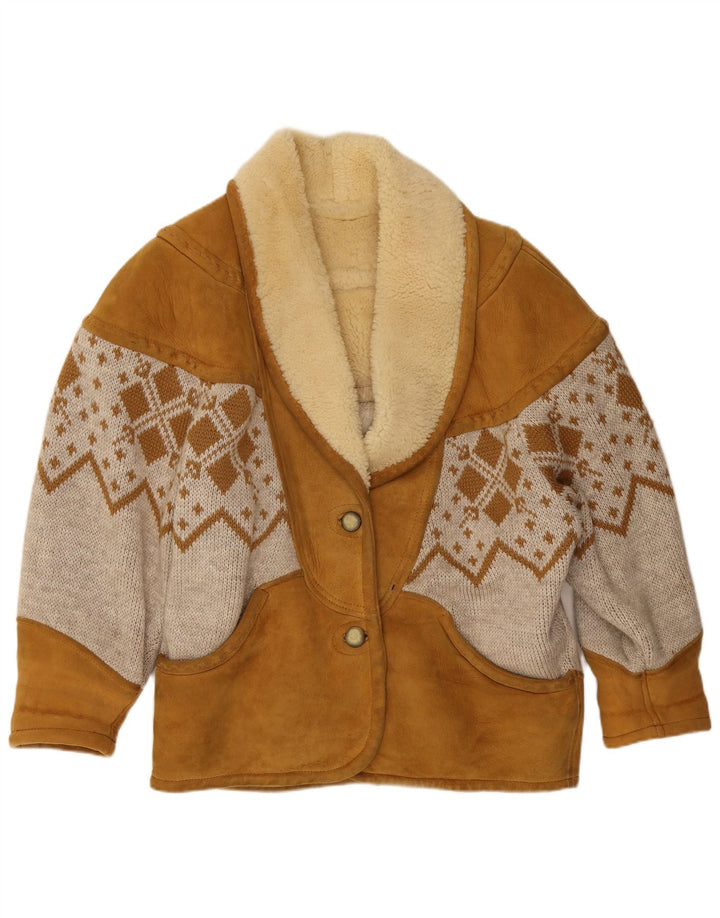Vintage Womens Oversized Jacket EU 46 XL Beige Argyle/Diamond