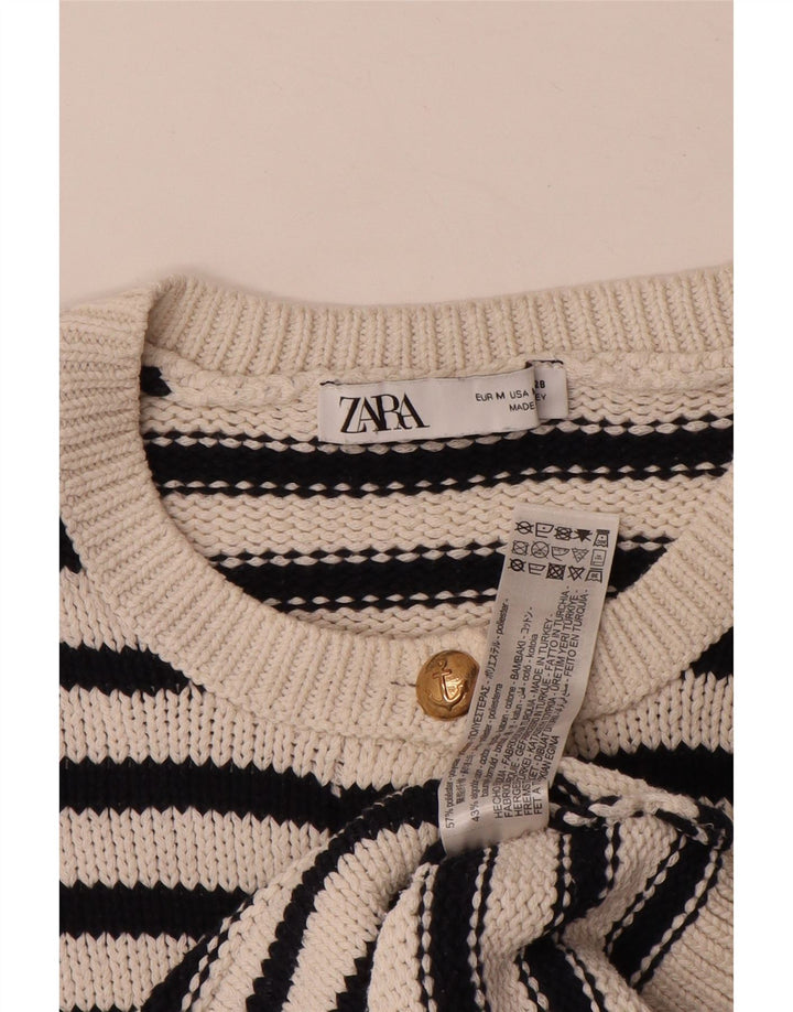 Damski sweter oversize ZARA UK 14 w średnie białe paski