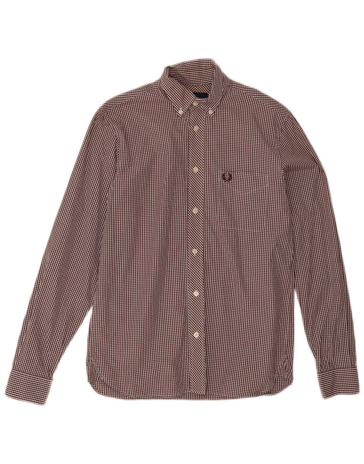 Camicia da uomo Fred Perry piccola in cotone a quadretti bordeaux