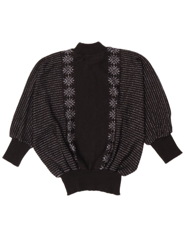 Damart Womens Batwing Turtle Neck Jumper Sweater UK 16 Large Black Striped