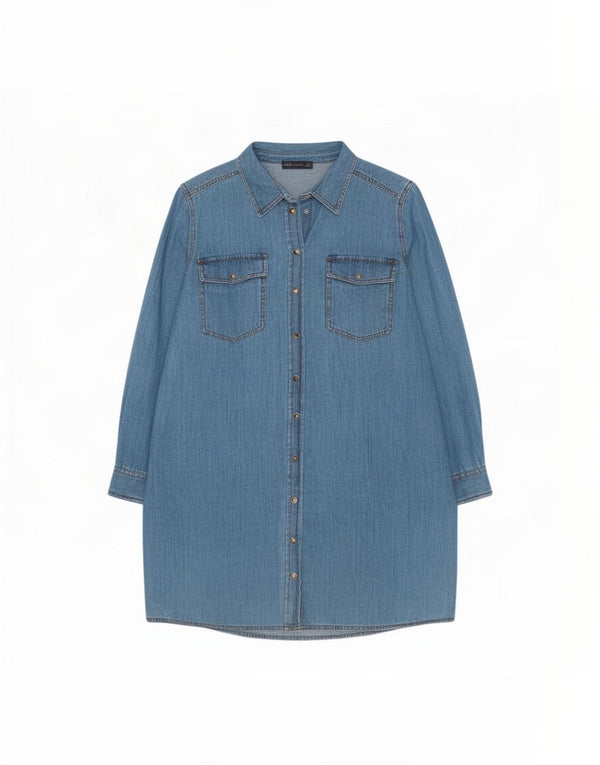 Rochie cămașă din denim cu mânecă lungă pentru femei Marks & Spencer UK 18 XL Bumbac albastru