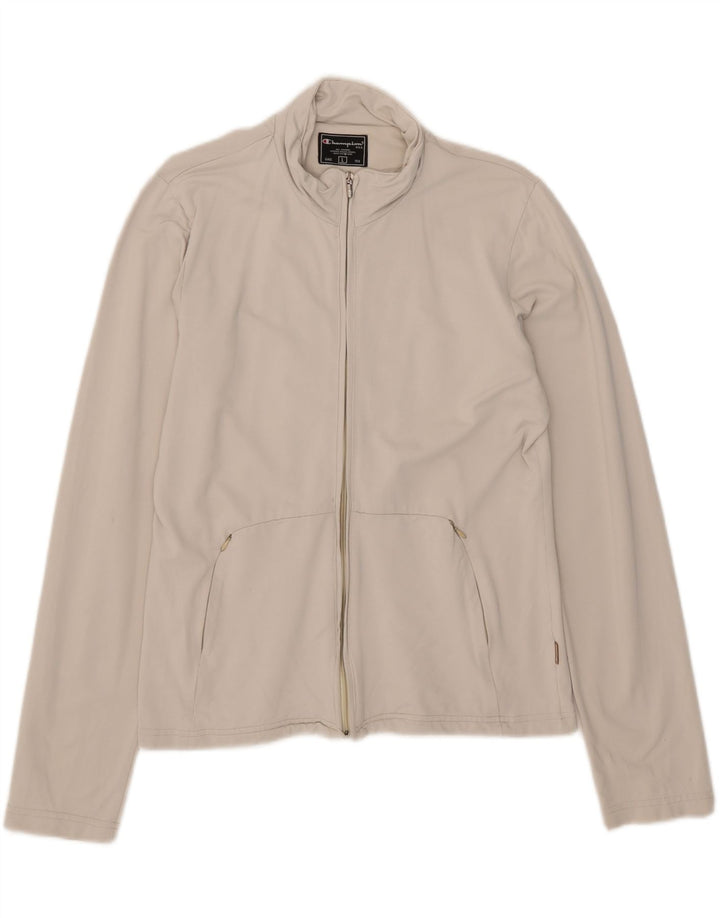 Champion Womens Tracksuit Top Jacket UK 16 Large Off White