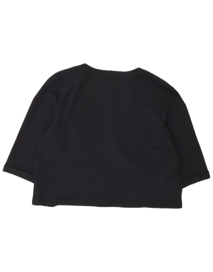 Marks & Spencer Womens Crop 3/4 Sleeve Blazer Jacket UK 16 Large Navy Blue