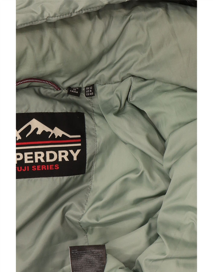 Superdry Womens Hooded Padded Jacket UK 12 Medium Green Polyester