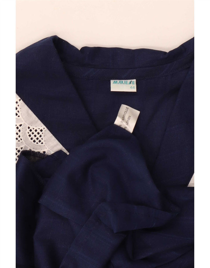 Vintage mujer camisa blusa IT 44 medio azul marino rayas