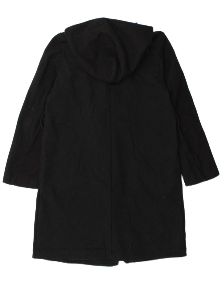 Zara Womens Hooded Oversized Double Breasted Coat UK 10 Small Black