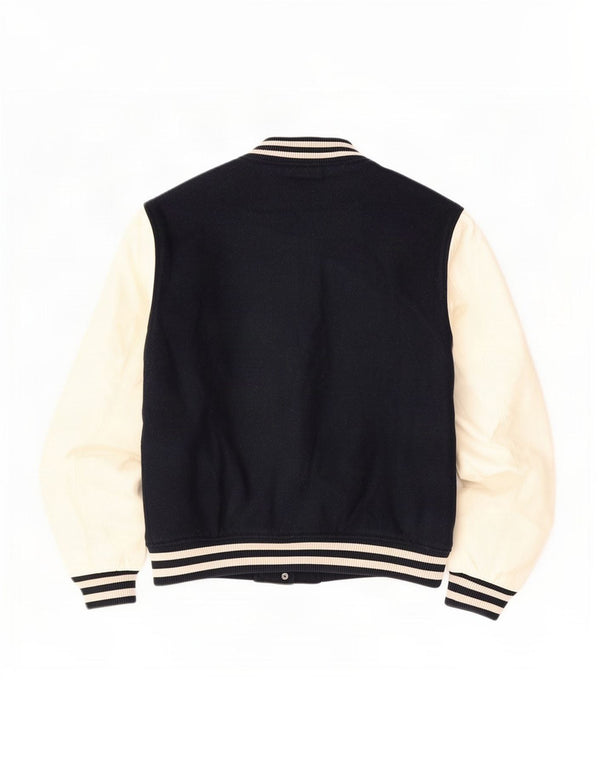 Superdry Womens Oversized Varsity Jacket UK 16 Large Navy Blue Colourblock