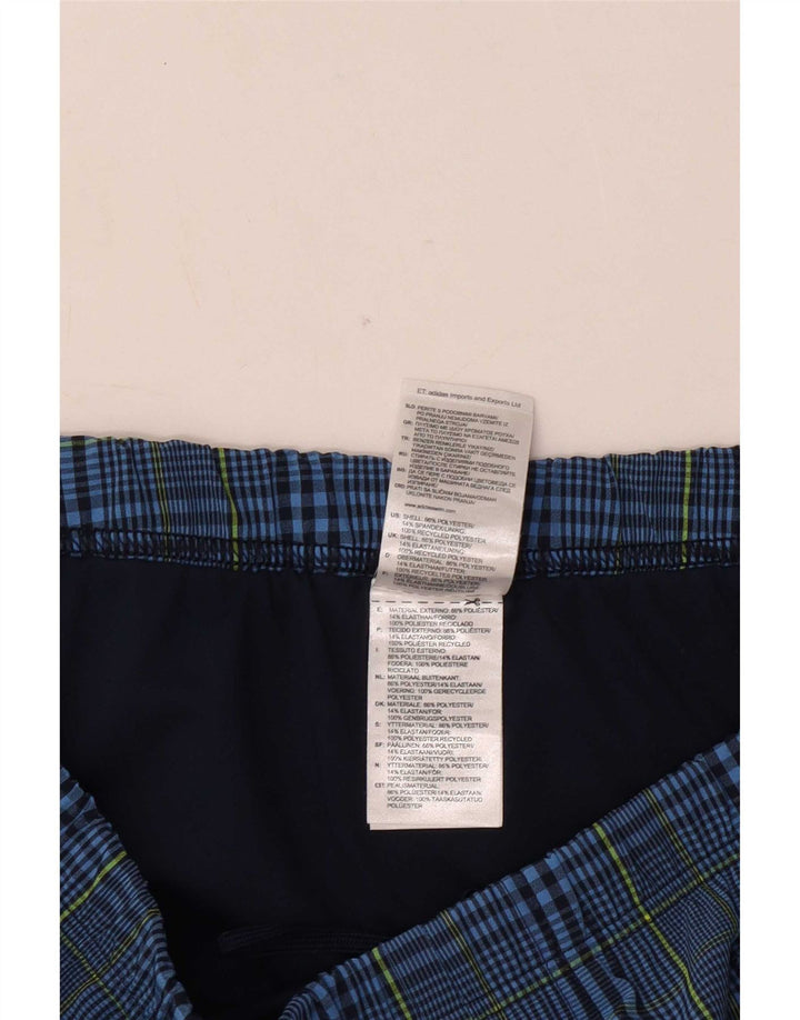 Pantaloncini da bagno da uomo Adidas XL blu navy a quadri in poliestere