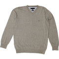 TOMMY HILFIGER Mens V-Neck Jumper Sweater Large Grey Cotton Vintage Tommy Hilfiger and Second-Hand Tommy Hilfiger from Messina Hembry 