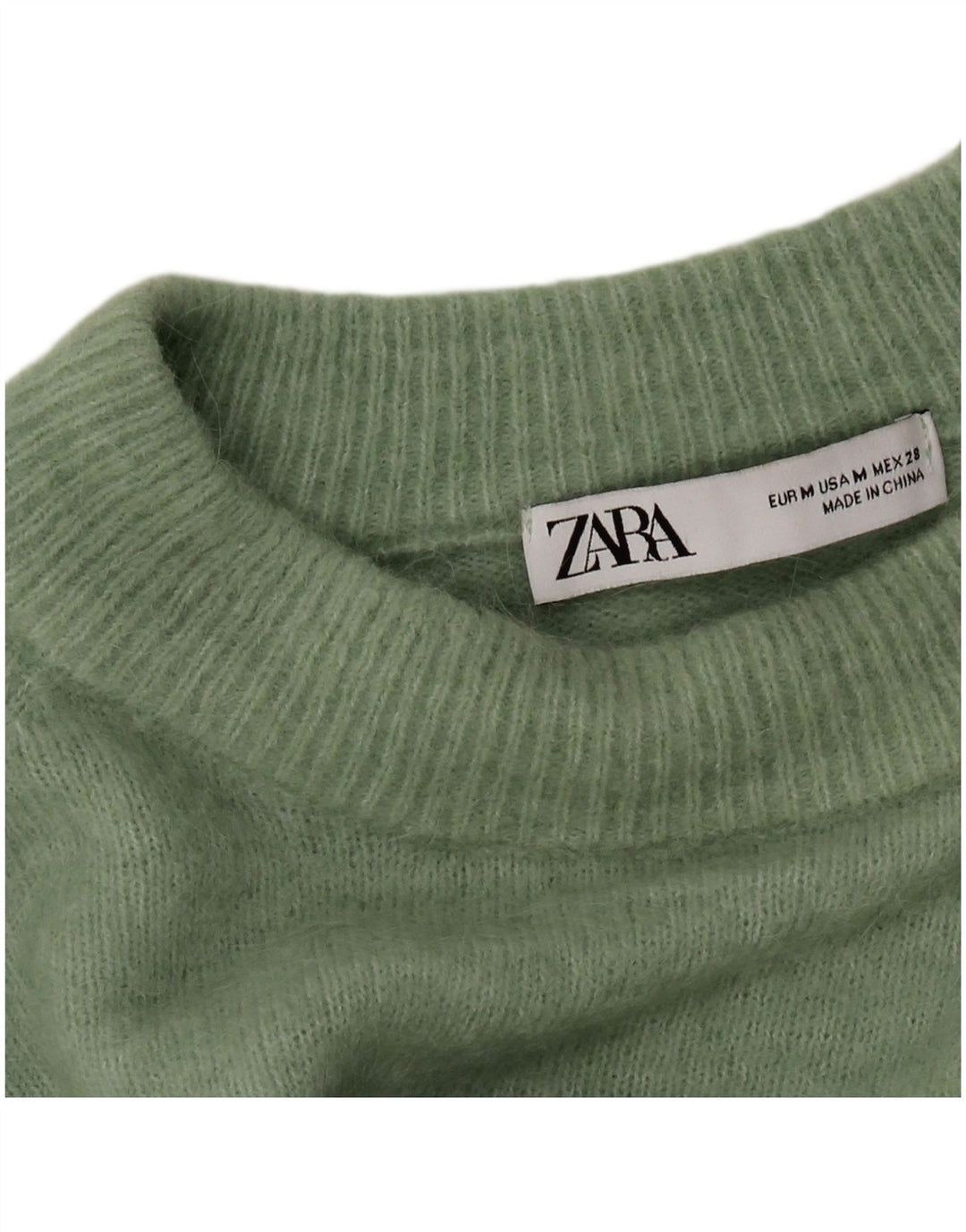ZARA Womens Oversized Crew Neck Jumper Sweater UK 14 Medium Green