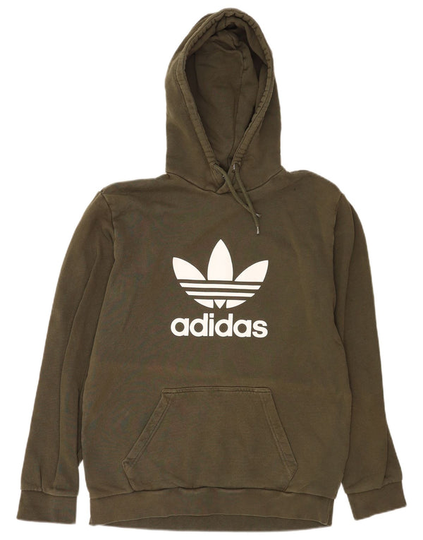Adidas Męska bluza z kapturem z grafiką, mała, zielona bawełna