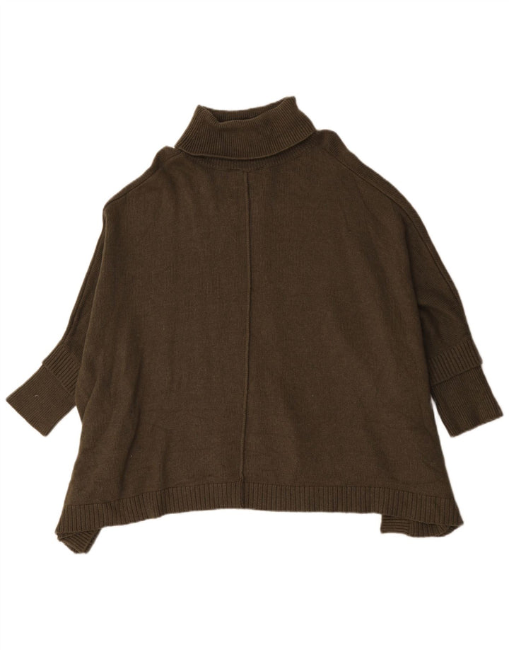 Joules Womens Oversized Roll Neck Poncho Jumper UK 14 Medium Khaki Viscose