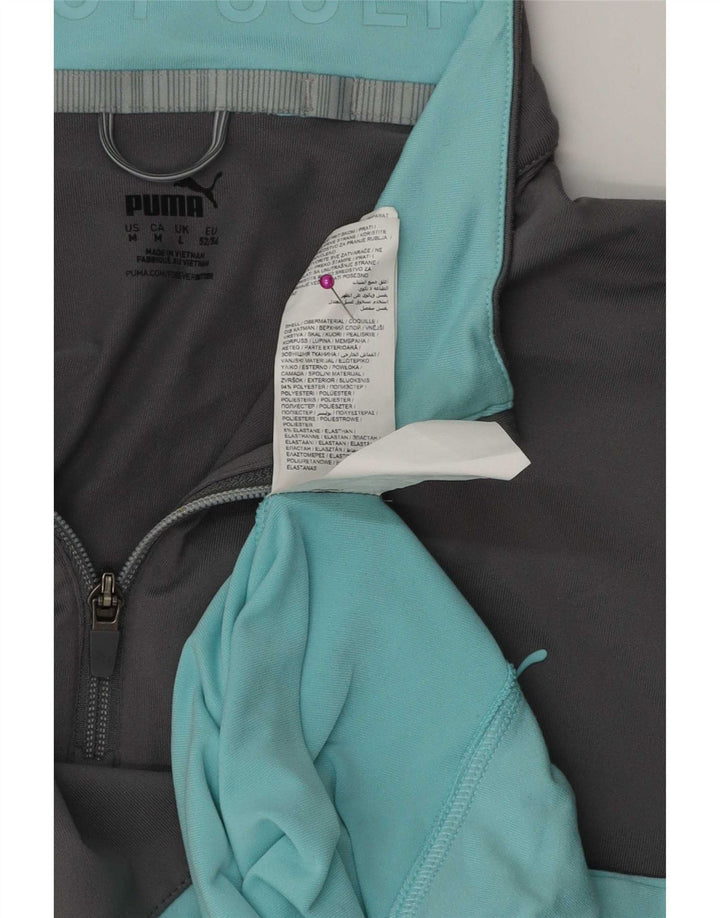 Puma Herre Zip Neck Pullover Træningsdragt Top Stor Grå Colourblock Polyester