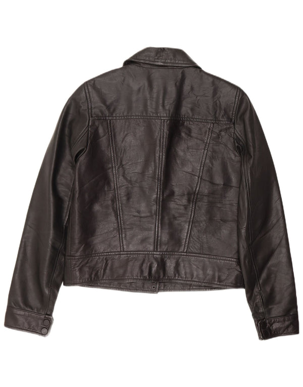 Jaqueta feminina de couro para motociclista Trafaluc UK 10 pequena couro preto