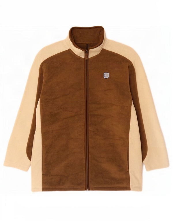 Asics Mens Fleece Jacket UK 36 Small Brown Colourblock