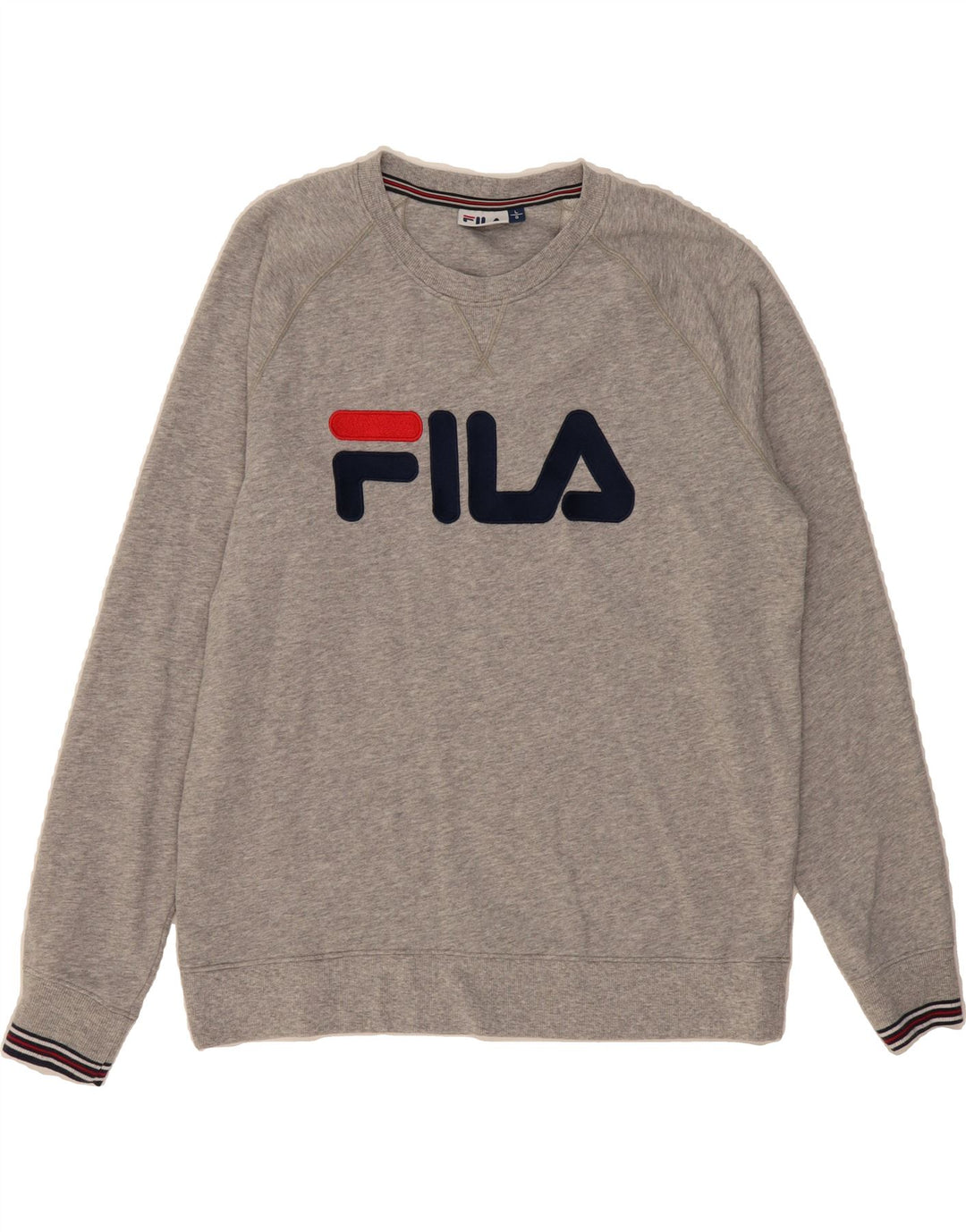 FILA Mens Graphic Sweatshirt Jumper Large Grey Polyester Vintage Fila and Second-Hand Fila from Messina Hembry 