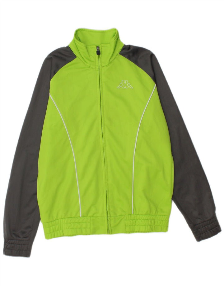 KAPPA Boys Tracksuit Top Jacket 11-12 Years Medium Green Colourblock