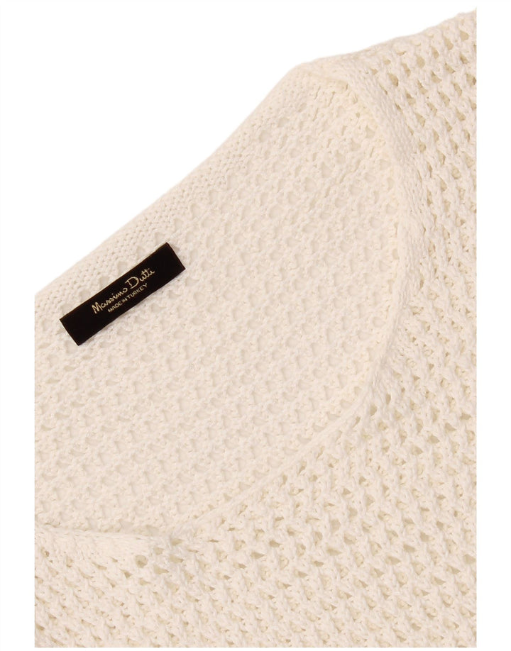 Massimo Dutti Womens Crop Crochet Blouse Top UK 12 Medium White