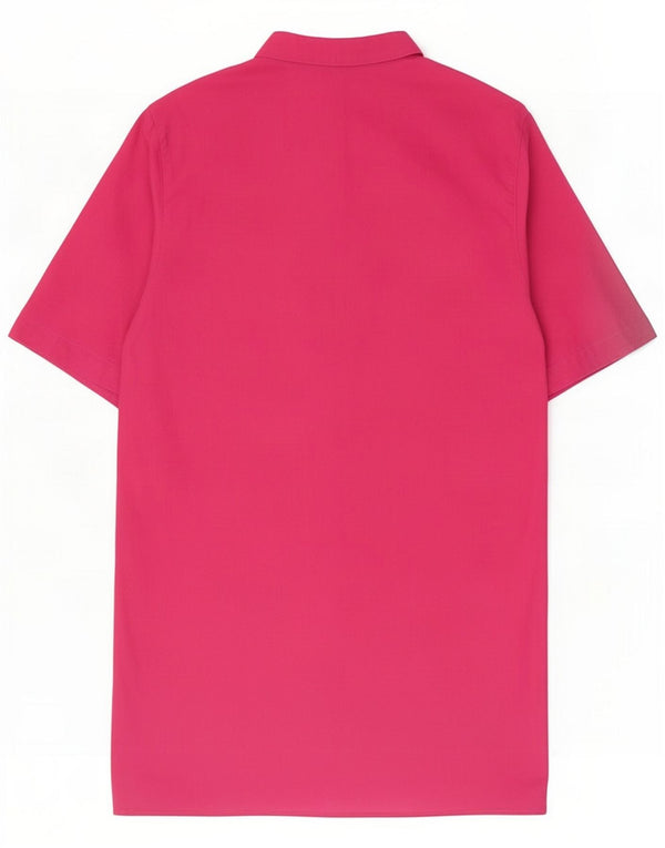 Benetton Damen Kurzarmhemd UK 14 Large Rosa Baumwolle