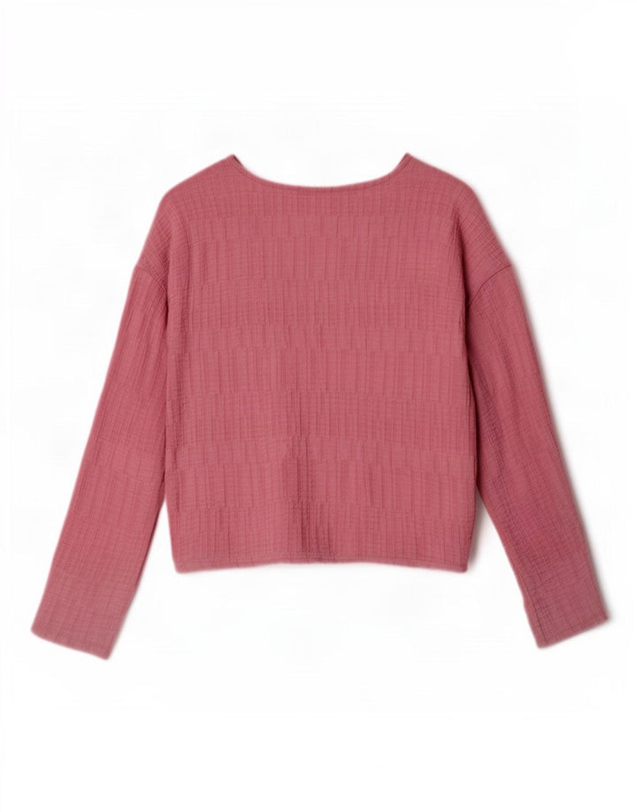 Benetton Chemisier court à manches longues pour femme UK 44 Rose moyen
