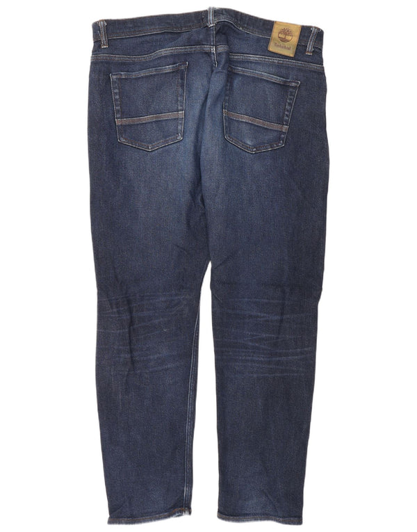 Timberland Mens Tapered Jeans W36 L32 Azul Marinho Algodão