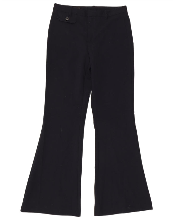 Zara Womens Flare Casual Trousers Small W26 L32 Navy Blue Polyester