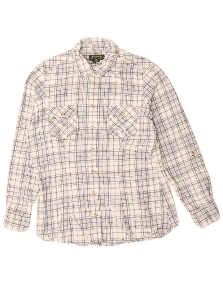EDDIE BAUER Womens Shirt UK 16 Large Grey Check Cotton
