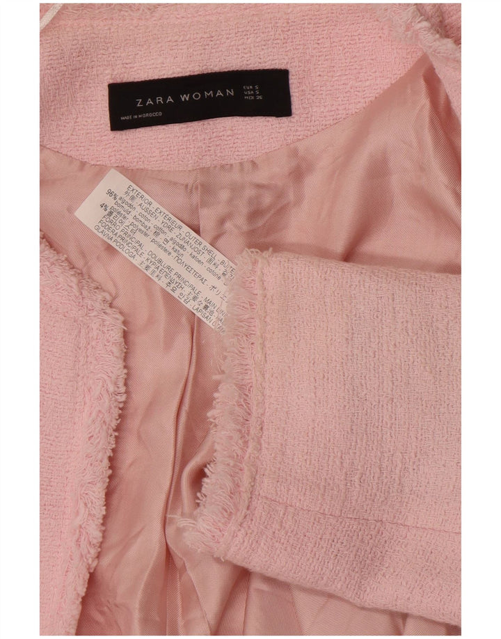 Zara Womens Open Overcoat UK 10 Small Pink Cotton