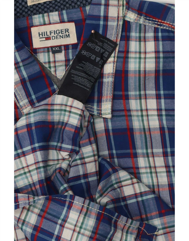 Camicia da uomo Tommy Hilfiger 2XL cotone a quadri blu