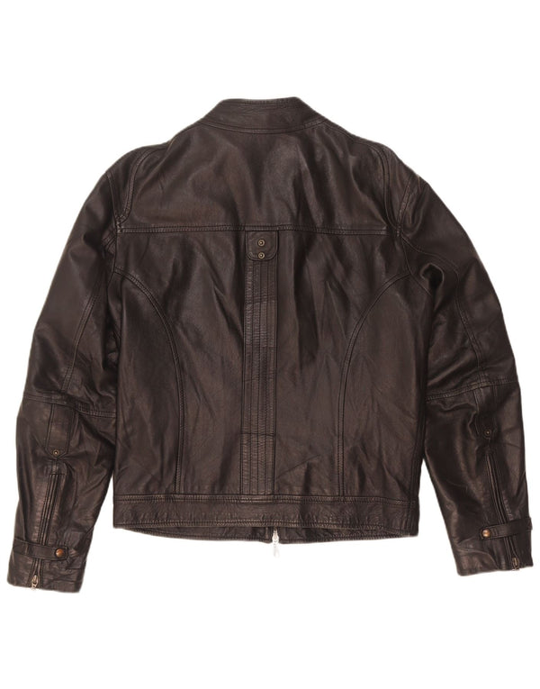 Jachetă de motociclist din piele vintage pentru bărbați IT 46 Small Black
