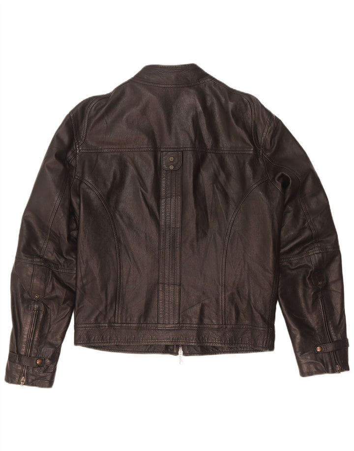 Vintage Mens Leather Biker Jacket IT 46 Small Black