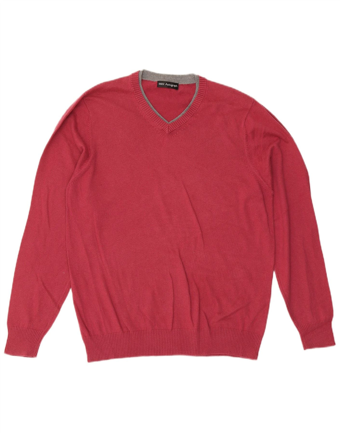 Marks & Spencer Herre Autograph V-hals sweater Medium Bourgogne bomuld