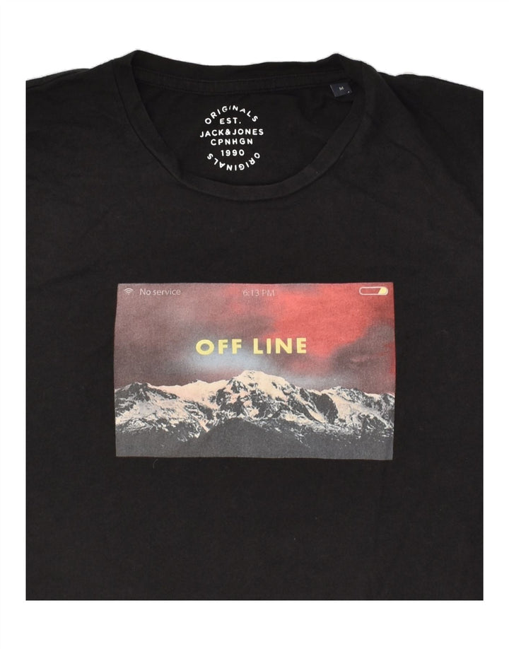 JACK & JONES Mens Graphic T-Shirt Top Medium Black Cotton | Vintage Jack & Jones | Thrift | Second-Hand Jack & Jones | Used Clothing | Messina Hembry 