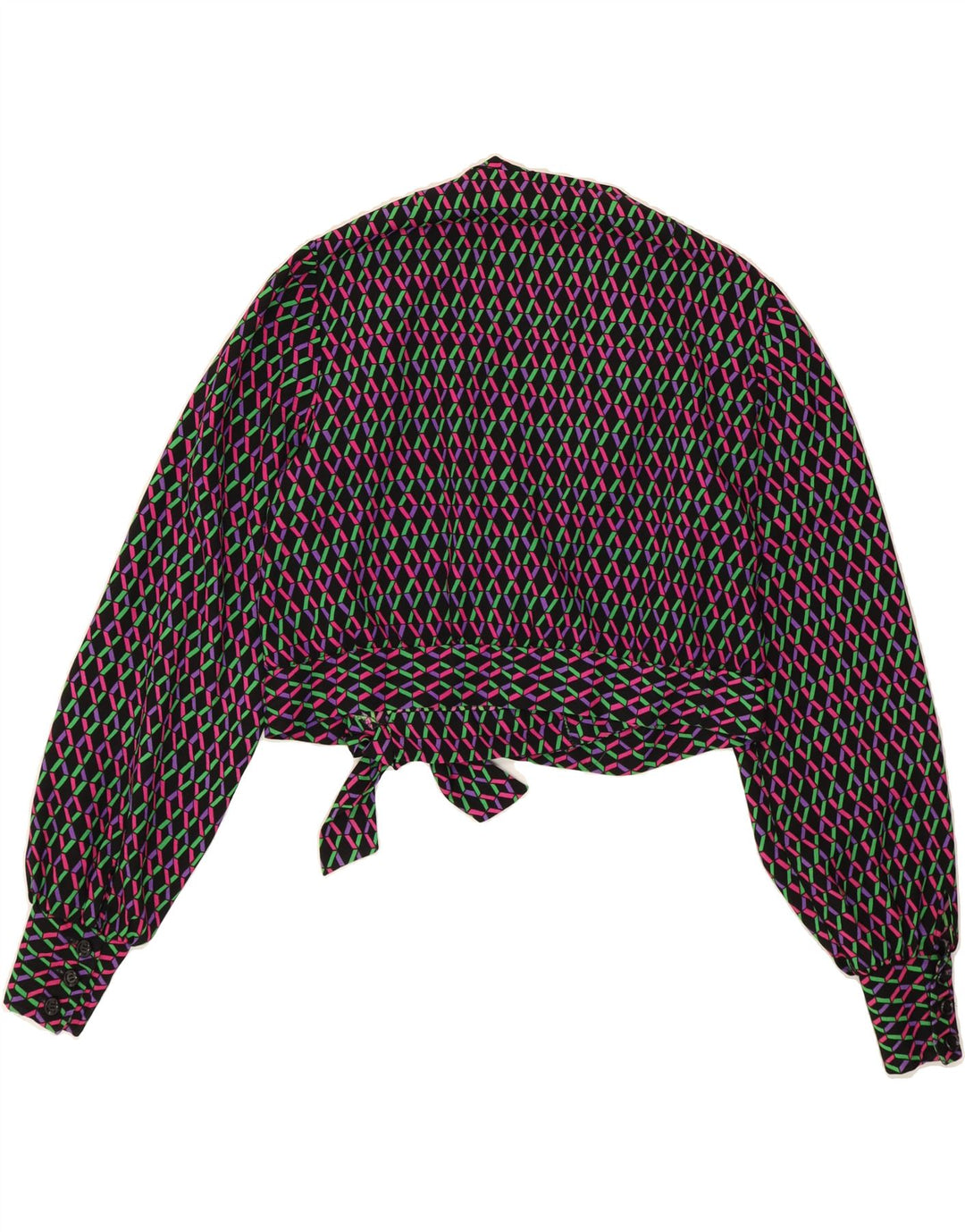 VINTAGE Womens Long Sleeve Blouse Top UK 14 Medium Multicoloured Geometric Vintage Vintage and Second-Hand Vintage from Messina Hembry 