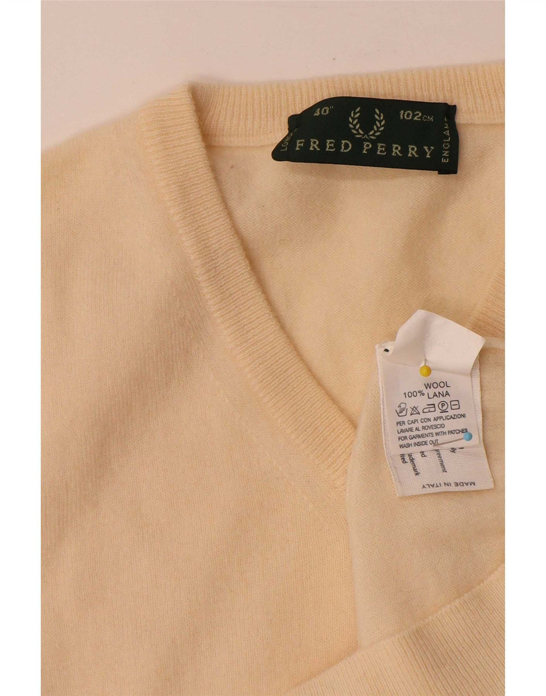 Canotta da uomo Fred Perry Canotta piccola in lana beige