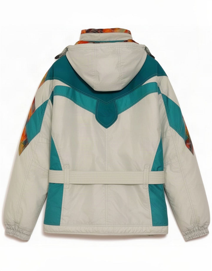 Ellesse Damen-Skijacke mit Kapuze IT 42 Mittelweißes Farbblock-Polyester