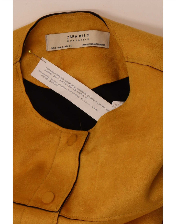 Zara Veste Boléro Femme UK 10 Petit Jaune Polyester